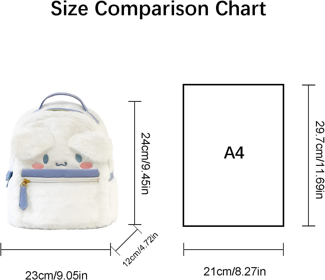 ACCENE Cute Furry Plush Cinnamoroll-Dog Backpack - Mini Girls Backpacks Great Gift for Kids