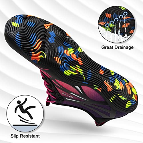 Water Shoes for Women Men River Shoes Adult Swim Beach Lake Pool Aqua Socks Barefoot Quick Dry for Hiking Surfing Kayaking Size Women 8.5 / Men 7.5 (4-Purple)