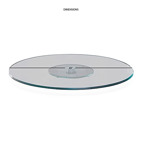 Pemberly Row Transitional Clear Tempered Glass 40-inch Lazy Susan