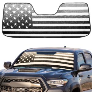 litivy windshield sun shade compatible with toyota tacoma 2016-2022 trd off-road, sr, sr5, trd sport, trd pro 23"x53" folding front window sun shade for car accessories (american flag)