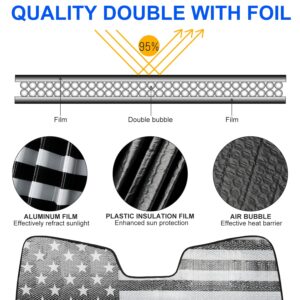 Litivy Windshield Sun Shade Compatible with Toyota Tacoma 2016-2022 TRD Off-Road, SR, SR5, TRD Sport, TRD Pro 23"x53" Folding Front Window Sun Shade for Car Accessories (American Flag)