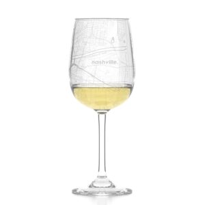 well told engraved nashville tn map stemmed wine glass - etched city map wine glass gift for wine lovers (16 oz, clear)