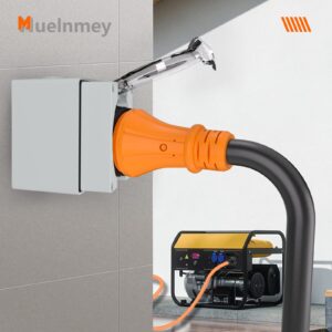 Muelnmey 50Amp Power Inlet Box,NEMA SS2-50P 125/250Volt 12500W Inlet Generator Plug Outdoor dustproof and Weatherproof for Electric Vehicles, generators, Welding Machines, etc.ETL Listed.