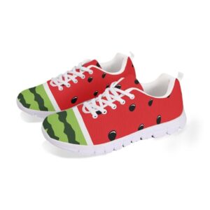 Women Tennis Shoes Watermelon Non Slip Comfortable White Sole Lace Up Lightweight Sneaker