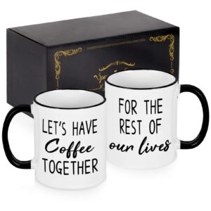 maustic let's have coffee together for the rest of our lives coffee mugs set, engagement wedding newlywed gifts for couples, his and hers mr and mrs gifts, bridal shower gifts, 11 oz