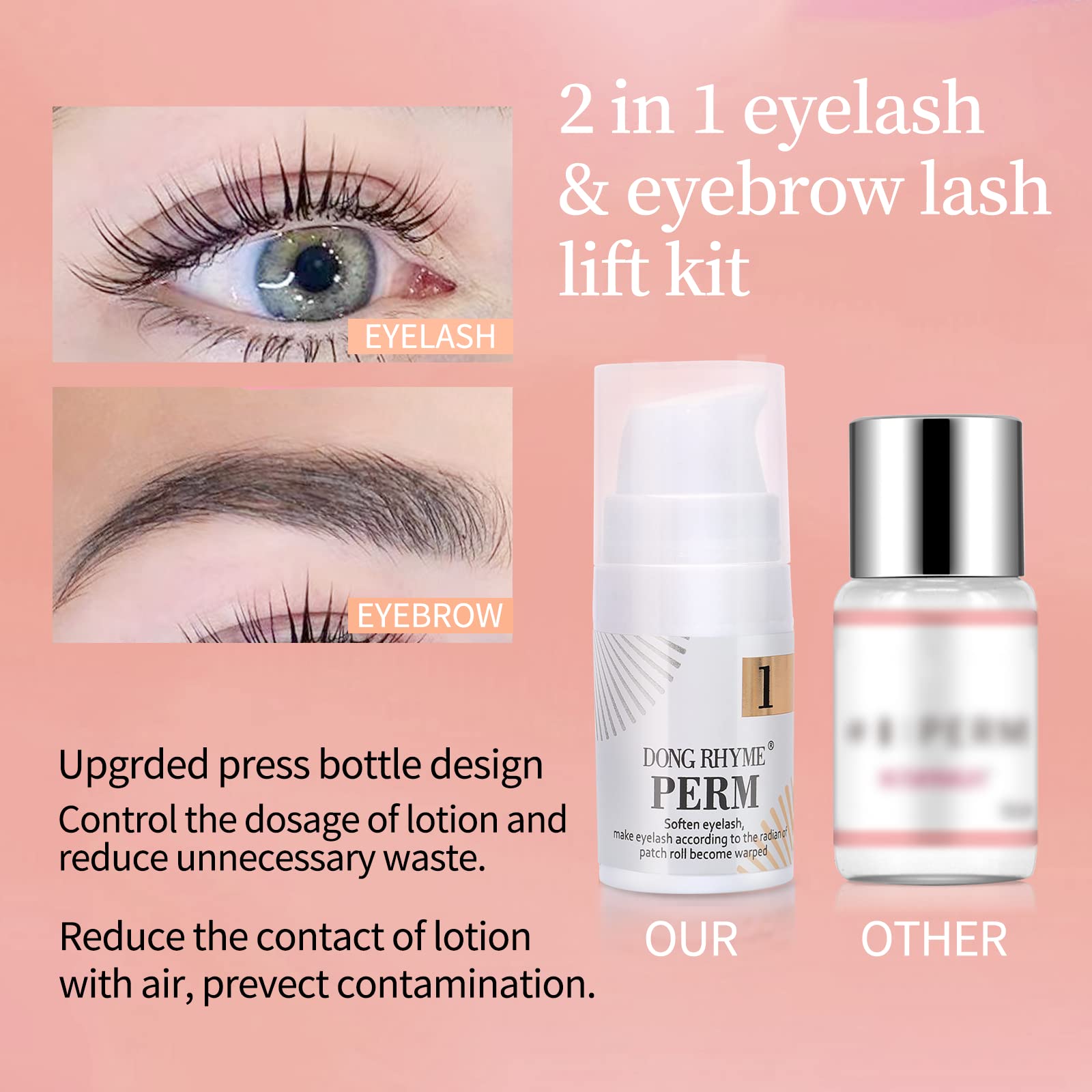 2024 Upgraded Lash Lift Kit, 2 in 1 Brow Lamination Eyelash Perm Kit, Professional Instant Lash Lift Extensions, Semi-Permanent Lash Lifting Curling Perming Wave, Salon Result for a Supermodel Look