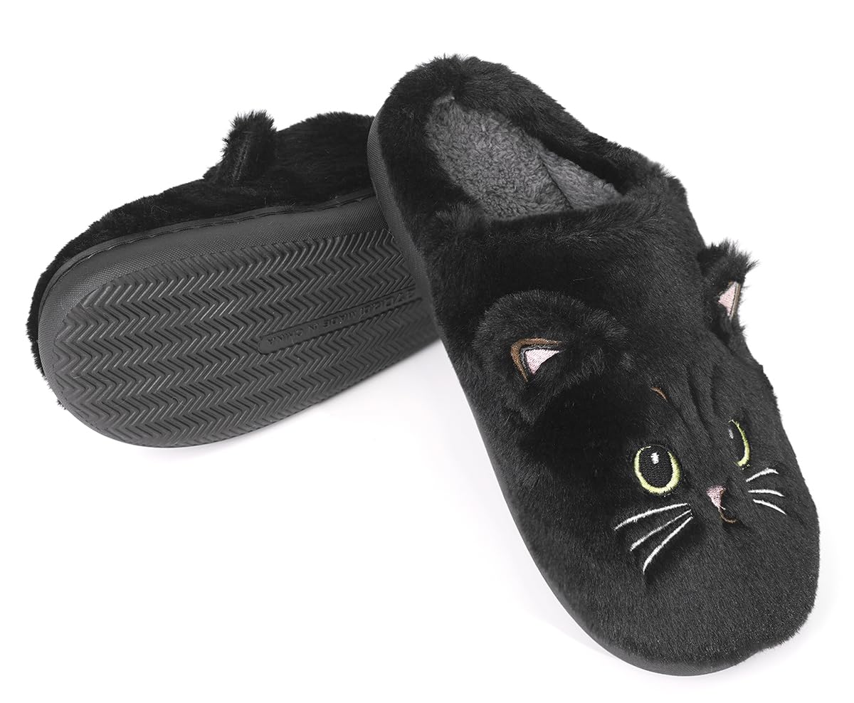 Rungion Cute Cat Sheep House Slippers for Women Men Fluffy Plush Slippers Cozy Soft Memory Foam Indoor Shoes Non-slip Winter