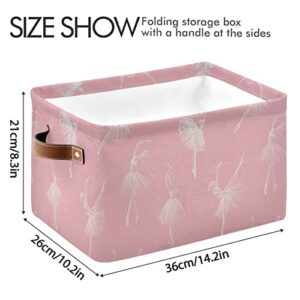 ALAZA Ballerinas Pink Foldable Storage Box Storage Basket Organizer Bins with Handles for Shelf Closet Living Room Bedroom Home Office 1 Pack