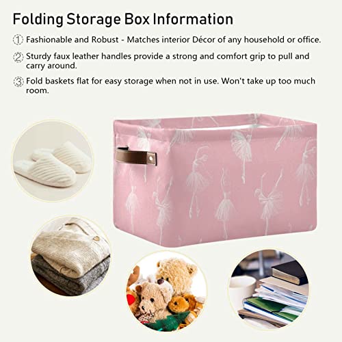 ALAZA Ballerinas Pink Foldable Storage Box Storage Basket Organizer Bins with Handles for Shelf Closet Living Room Bedroom Home Office 1 Pack