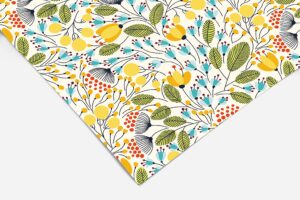 blue yellow floral contact paper | shelf liner | drawer liner | peel and stick paper 265 18in x 96in (8ft)