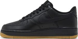 nike men's air force 1 low '07 sneaker, black/gum light brown/black, 11.5