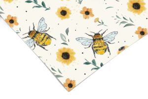 honey bee floral contact paper | shelf liner | drawer liner | peel and stick paper 1274