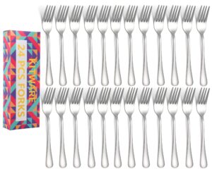 24 pieces forks silverware, food grade stainless steel forks silverware, metal forks set for home kitchen restaurant, cutlery flatware forks, mirror polished & dishwasher safe - 8 inch