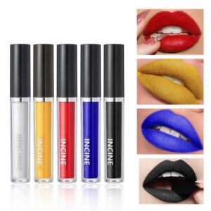 MAEPEOR Matte Liquid Lipstick 5PCS Creative DIY Lipstick Kit Long-Lasting Wear Non-Stick Cup Lip Gloss Lipstick Set with Brush