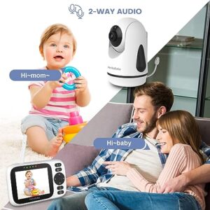 HelloBaby Baby Monitor with 3.2'' IPS Screen - Baby Camera Monitor with Remote Pan-Tilt-Zoom Camera No WiFi, Infrared Night Vision, 1000ft Wireless Connection