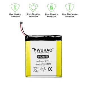 WUHAO TL284443 Battery Upgraded 600mAh for Nest Learning Thermostat 2nd 3rd T3008US T4000ES T3007ES A0013 Replacement Battery 3.7V with Tool Kit