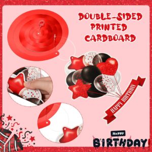 Funrous 30 Pieces Happy Birthday Hanging Swirl Decorations Birthday Party Ceiling Streamers Party Foil Swirls for Kids Women Men Birthday Party Decor Supplies (Red and Black)