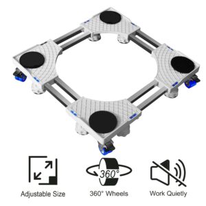 IREMMO Adjustable Base for Washer and Dryer Stand Upgrade Double Tube Movable with Wheels for Dryer Washing Machine Mini Refrigerator Stand