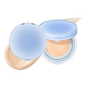 rom&nd bare water cushion 20g (03 natural 21), healthy hydrated, instant hydration, comfortable skin, long lasting, extra moist, glow, vegan