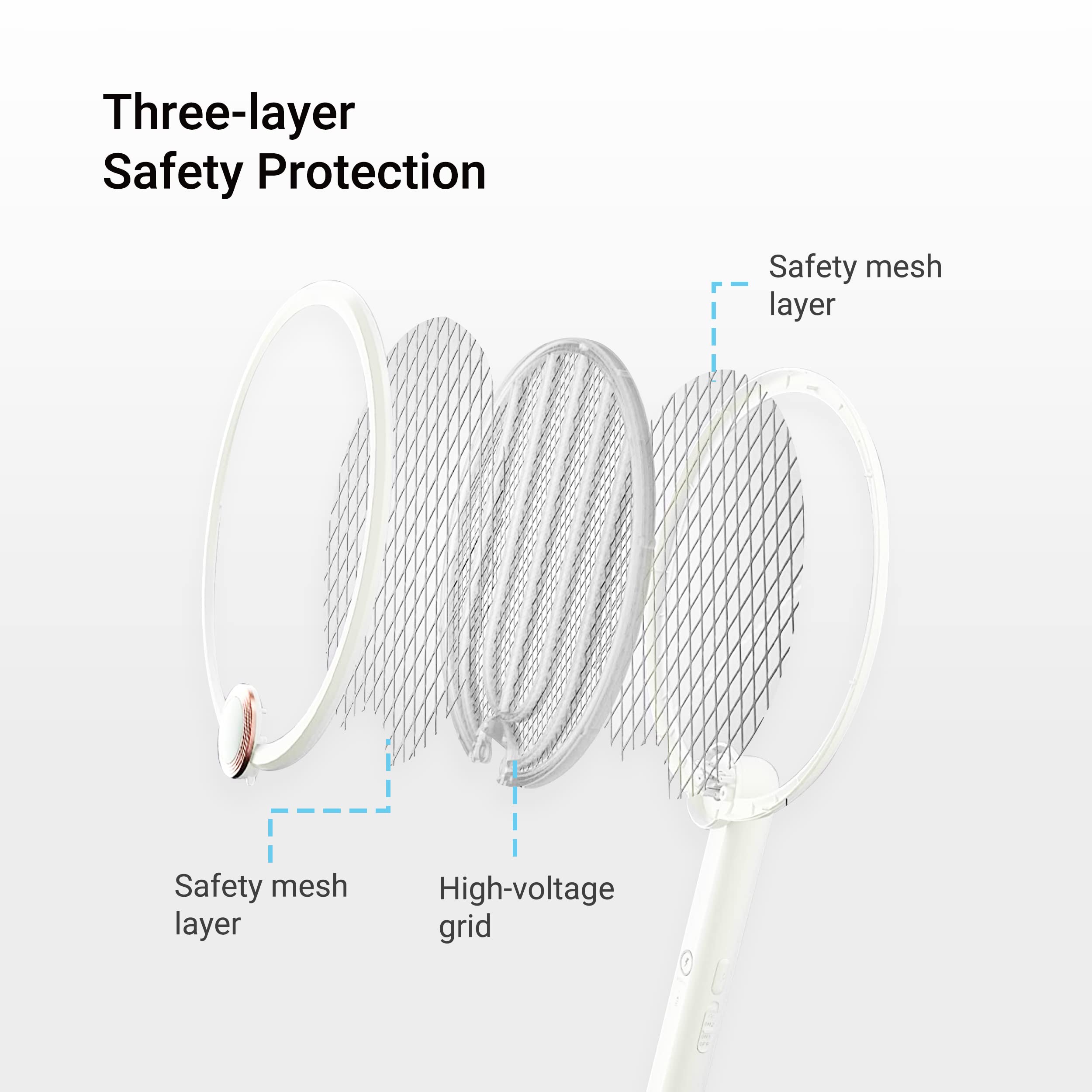 ASPECTEK Upgraded 3000V Electric Fly Swatter for Indoor and Outdoor, Portable, Foldable, Rechargeable with Improved Battery Life, Fly Zapper USB Charging Cable