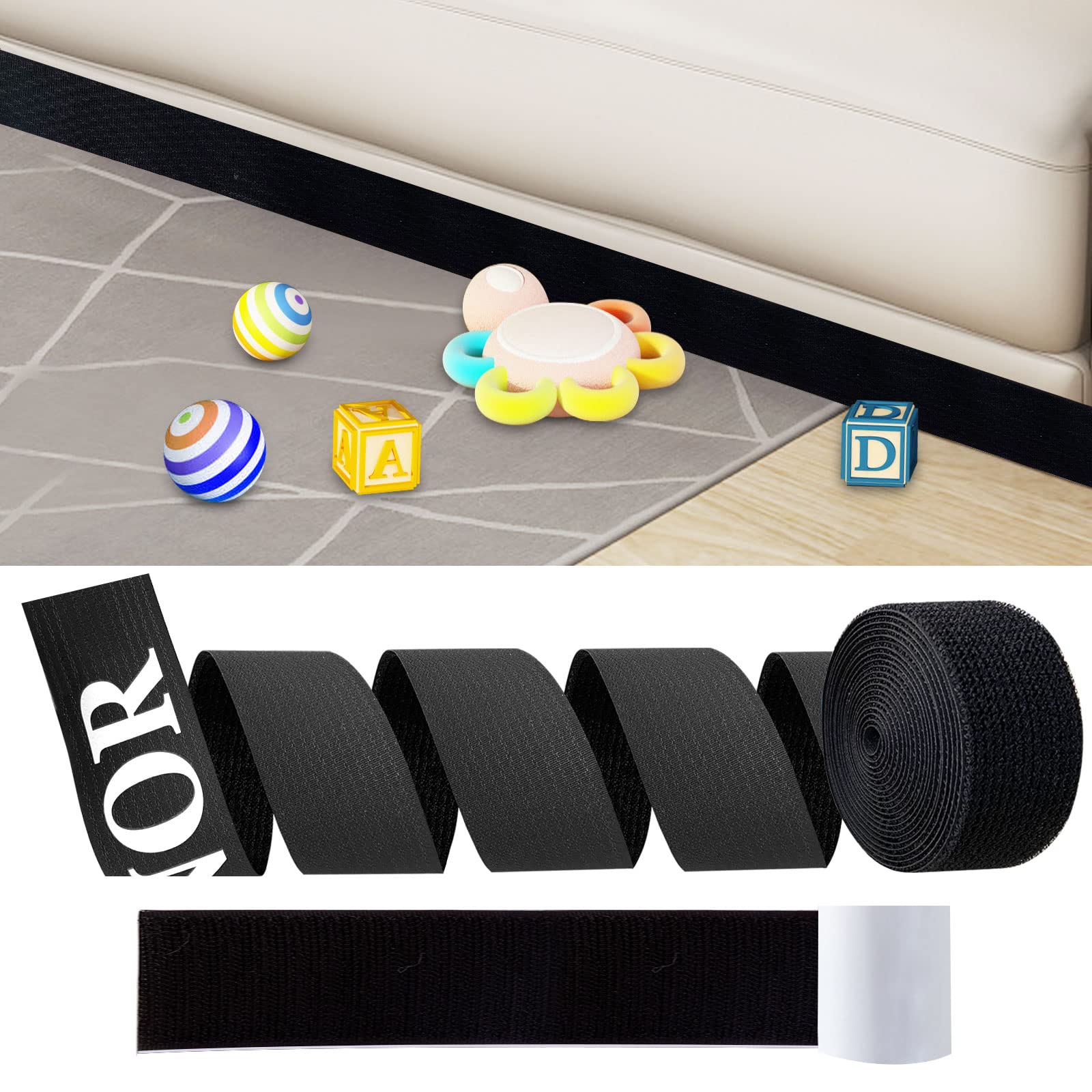 Gelinor 2IN Under Couch Blocker Under Bed Blocker Toy Blockers for Furniture Bed Bumpers with Strong Adhesive, Stop Things Going Under Sofa Couch or Bed, Easy to Install