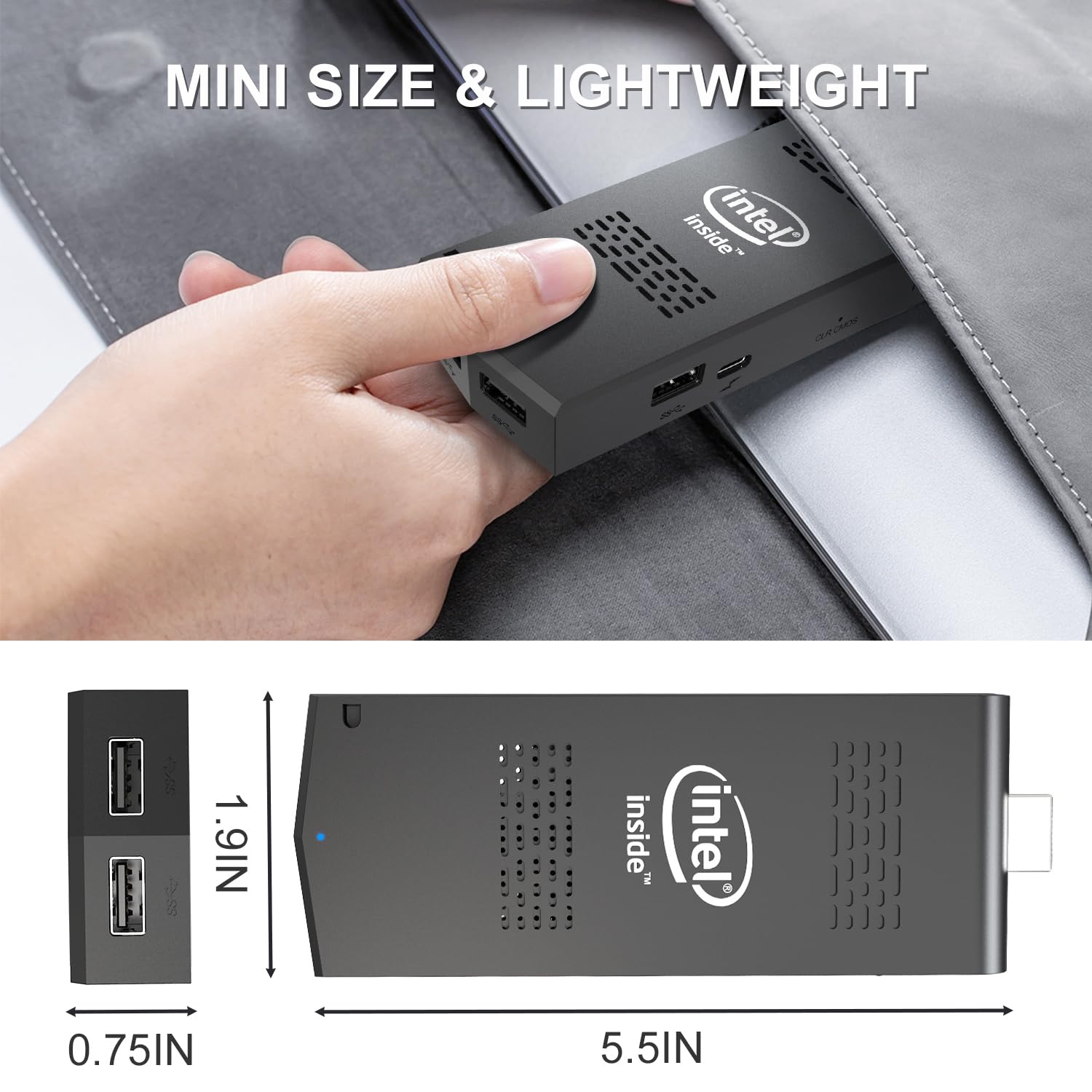 Mini PC Stick 128GB SSD 8GB RAM with Celeron J4125 & Windows 11 Pro, Computer Stick Support HDMI 4K 60Hz, Dual Band WiFi 2.4G/5G, BT 4.2,Gigabit Ethernet, Support Auto-On After Power Failure