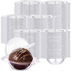 100 pcs hot cocoa bomb packaging box and sticker set 50 individual chocolate bomb box plastic disposable cupcake boxes clear cupcake containers 50 cocoa bomb stickers for wedding baby shower christmas