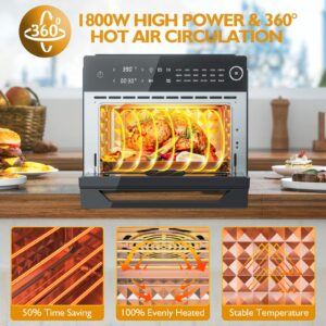 APEXCHASER Air Fryer Toaster Oven Combo, 32QT/30L Large Countertop Convection Toaster Oven, 18-in-1 Functions, Fits 13" Pizza, 9-Slice Toast and 13 Lbs Chicken, Basket, Tray(4 Accessories) Included