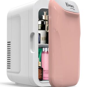 NXONE Mini Fridge,8 Can/6 Liter Small Refrigerator,110VAC/ 12V DC Portable Thermoelectric Cooler and Warmer Freezer Skincare Desk Little Tiny fridge for Cosmetics,Foods, Bedroom,Dorm,Office,and Car