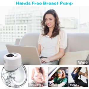 Double Wearable Breast Pump,Hands Free Breast Pump with LCD Display, 2 Modes & 9 Levels of Suction, Memory Function, Hands Free Painless,Portable Breast Pump,24mm Flange