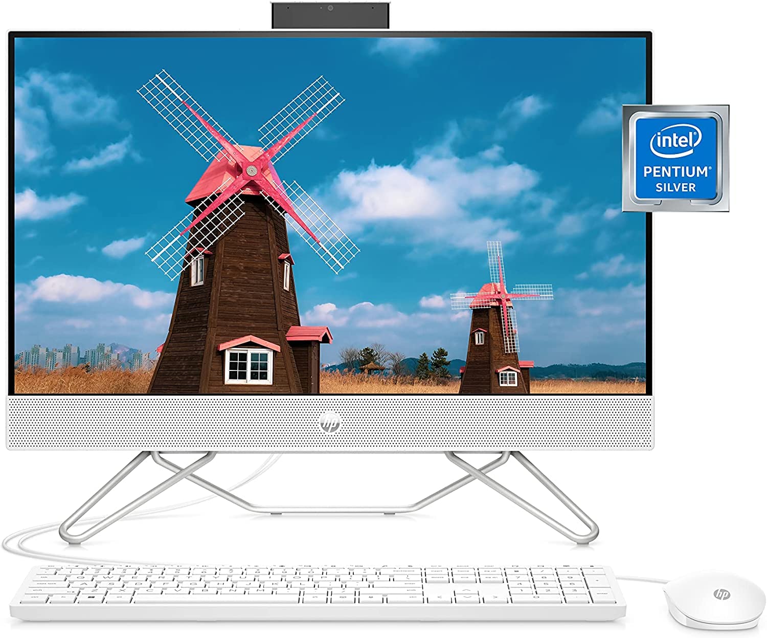 HP 2024 24'' FHD IPS Touchscreen All-in-One Desktop PC Intel 2-Core i3-1115G4 Intel UHD Graphics 16GB DDR4 1TB NVMe SSD WiFi AC BT RJ-45 HDMI Webcam Speaker Windows 11 Pro White w/RE USB Drive