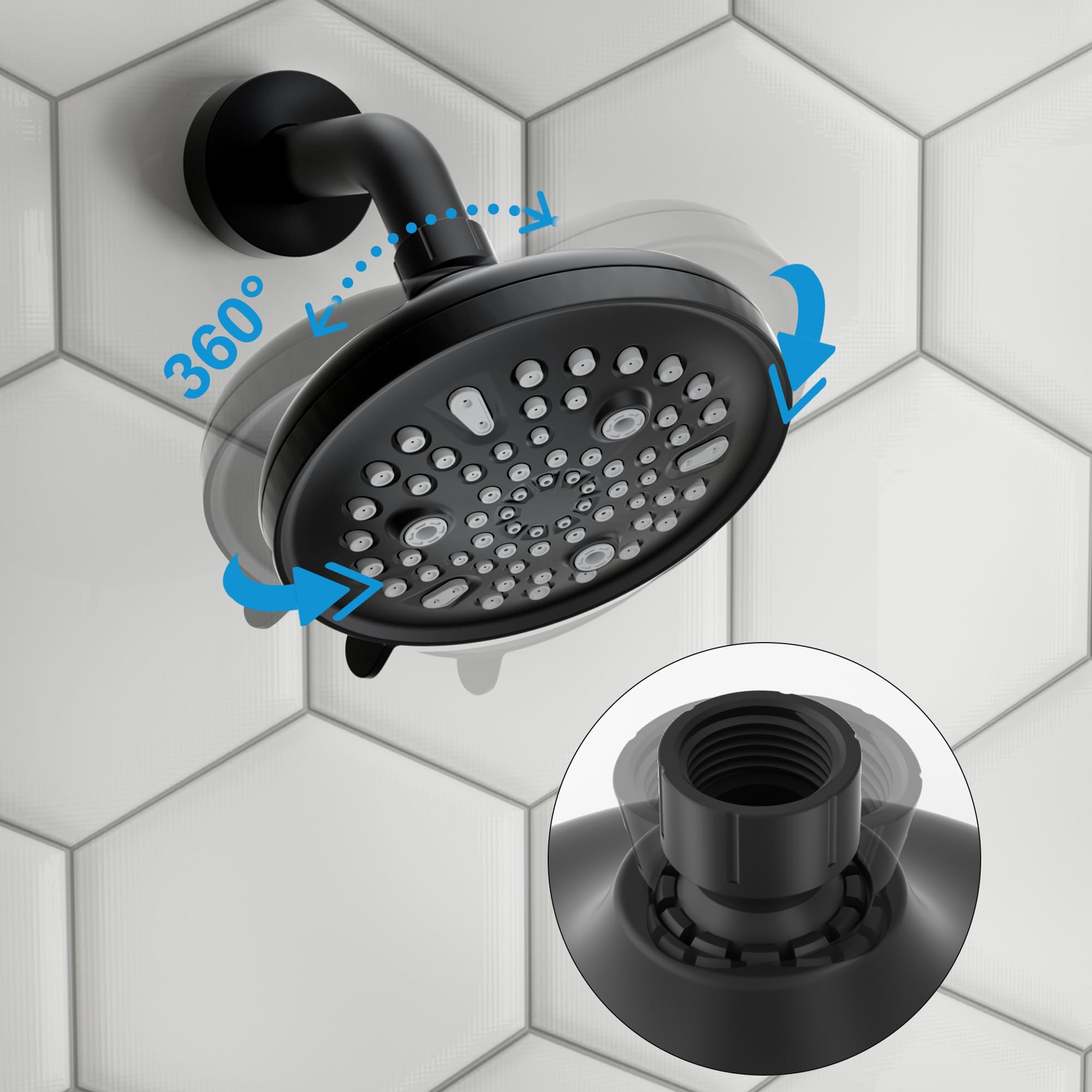 Gabrylly Shower Faucet Set, Bathtub Faucet with 9-Setting Rain Shower Head and Handle Set, Single-Handle Tub Shower Trim Kit with Valve, Matte Black