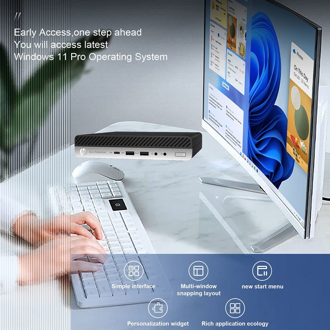 HP Micro PC EliteDesk 800 G4 Windows 11 Tiny Desktop,i5 Hexa-Core Mini Business Computers 16GB Ram 256GB NVMe M.2 SSD,WiFi,BT,HDMI,DP,USB-C,4K Support,Wireless K&M + TJJ Mouse PAD(Renewed)