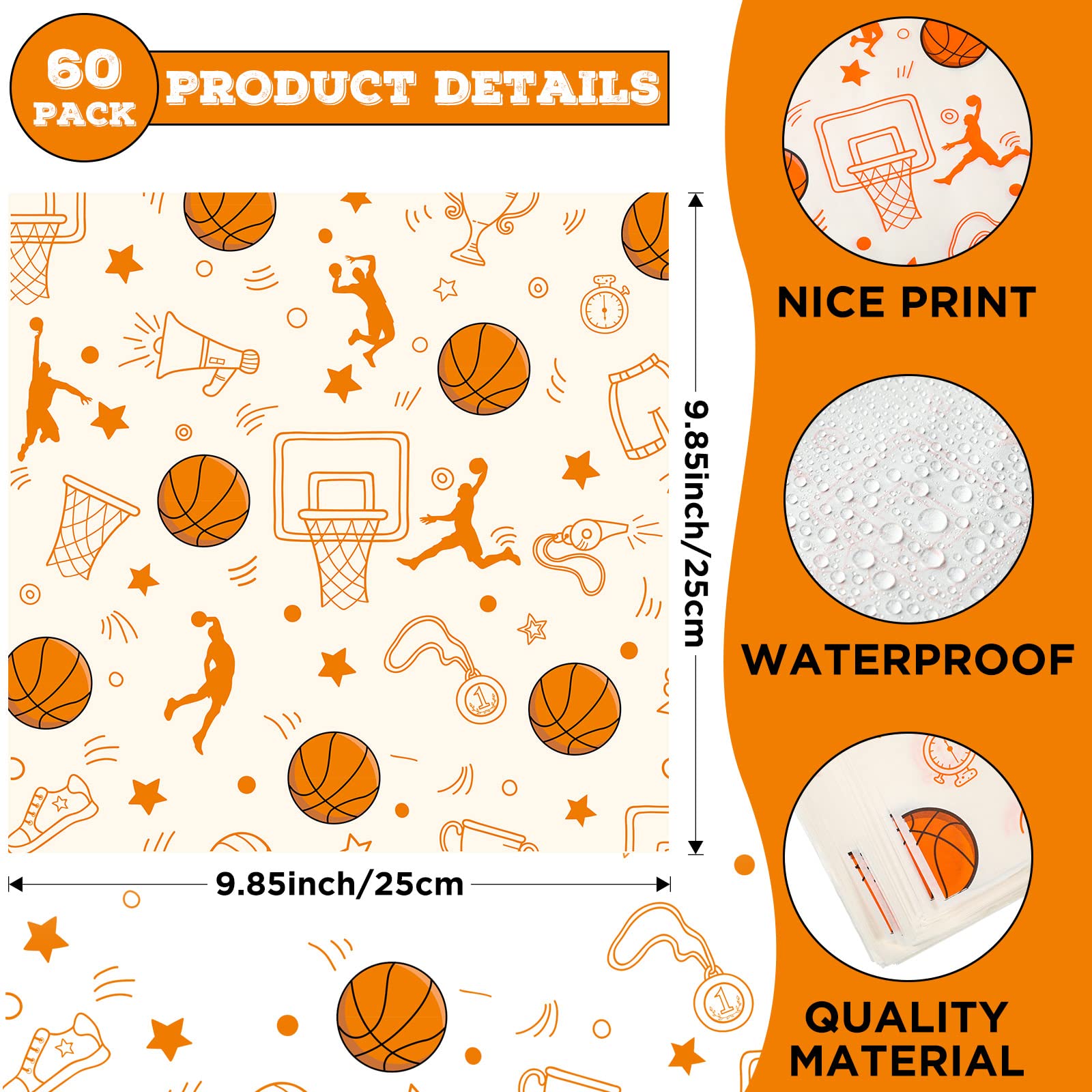 90 PCS Basketball Party Supplies 1.1lb 30 Basketball Paper Food Serving Tray Paper Food Holder Tray Disposable Paper Boat Paper Food Tray with 60 Deli Wrap Wax Paper Sheets for Basketball Party Favor