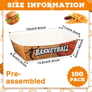 90 PCS Basketball Party Supplies 1.1lb 30 Basketball Paper Food Serving Tray Paper Food Holder Tray Disposable Paper Boat Paper Food Tray with 60 Deli Wrap Wax Paper Sheets for Basketball Party Favor