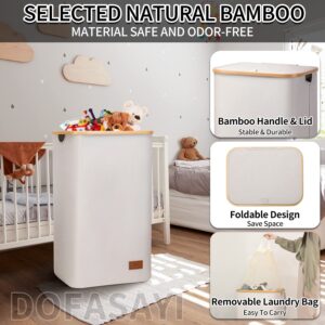 DOFASAYI Laundry Basket, Hamper with Lid - 120L Dirty Clothes Hamper with Removable Bag - Tall Laundry Bin - Bathroom, Dorm, Large Hamper for Laundry, Beige