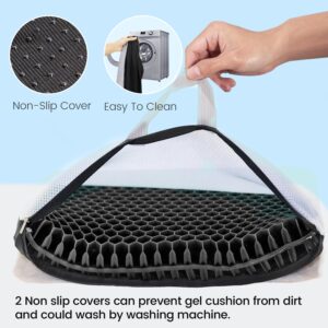 XSIUYU Gel Seat Cushion for Long Sitting - Back, Hip, Tailbone Pain Relief Cushion - Gel Seat Cushion for Office Chair, Cars - Egg Seat Gel Cushion for Wheelchair Pressure Relief Black