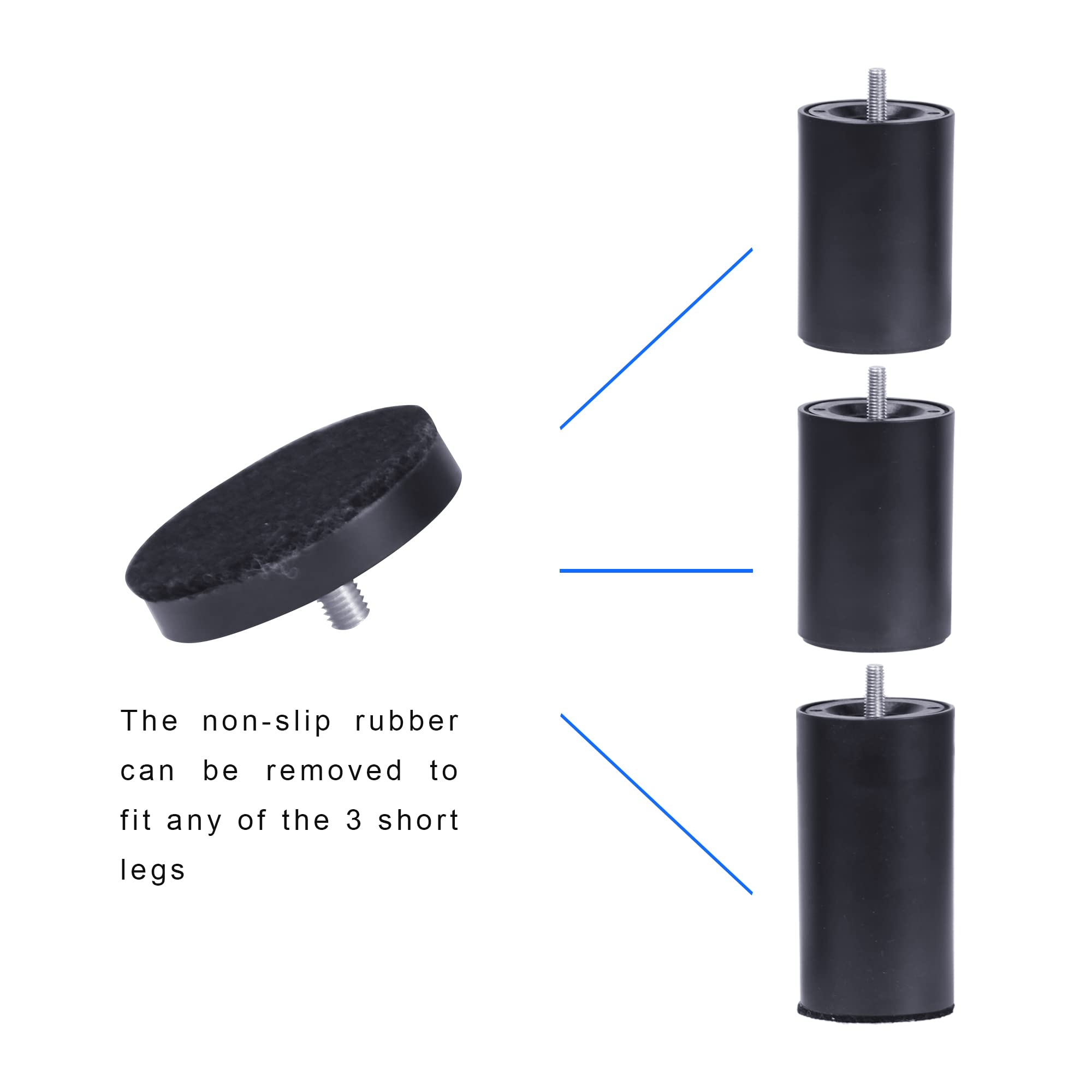 Adjustable Bed Base Frame Leg Replacement, Metric M8 Threading with M10 Adapters, 12 Inches Length, 3 Sections, Set of 4