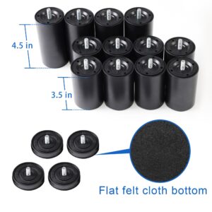 Adjustable Bed Base Frame Leg Replacement, Metric M8 Threading with M10 Adapters, 12 Inches Length, 3 Sections, Set of 4