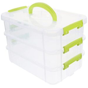 3-tier stackable storage container box handled organizer storage box stackable carry box with removable tray transparent storage case stack carry storage box