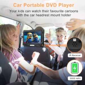 YOOHOO 16.9" Portable DVD Player with 14.1" Large Swivel HD Screen, Designed with Screen Button, Support USB/SD Card/Sync TV/Multi Discs, Region-Free, Power Adapter, Car Charger, Car Headrest Case