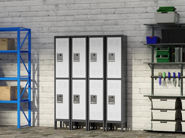 Fesbos Metal Lockers for Employees Steel Storage Locker with 2 Doors for Office School Gym Metal Storage Cabinets for Home, Office, Gym, School