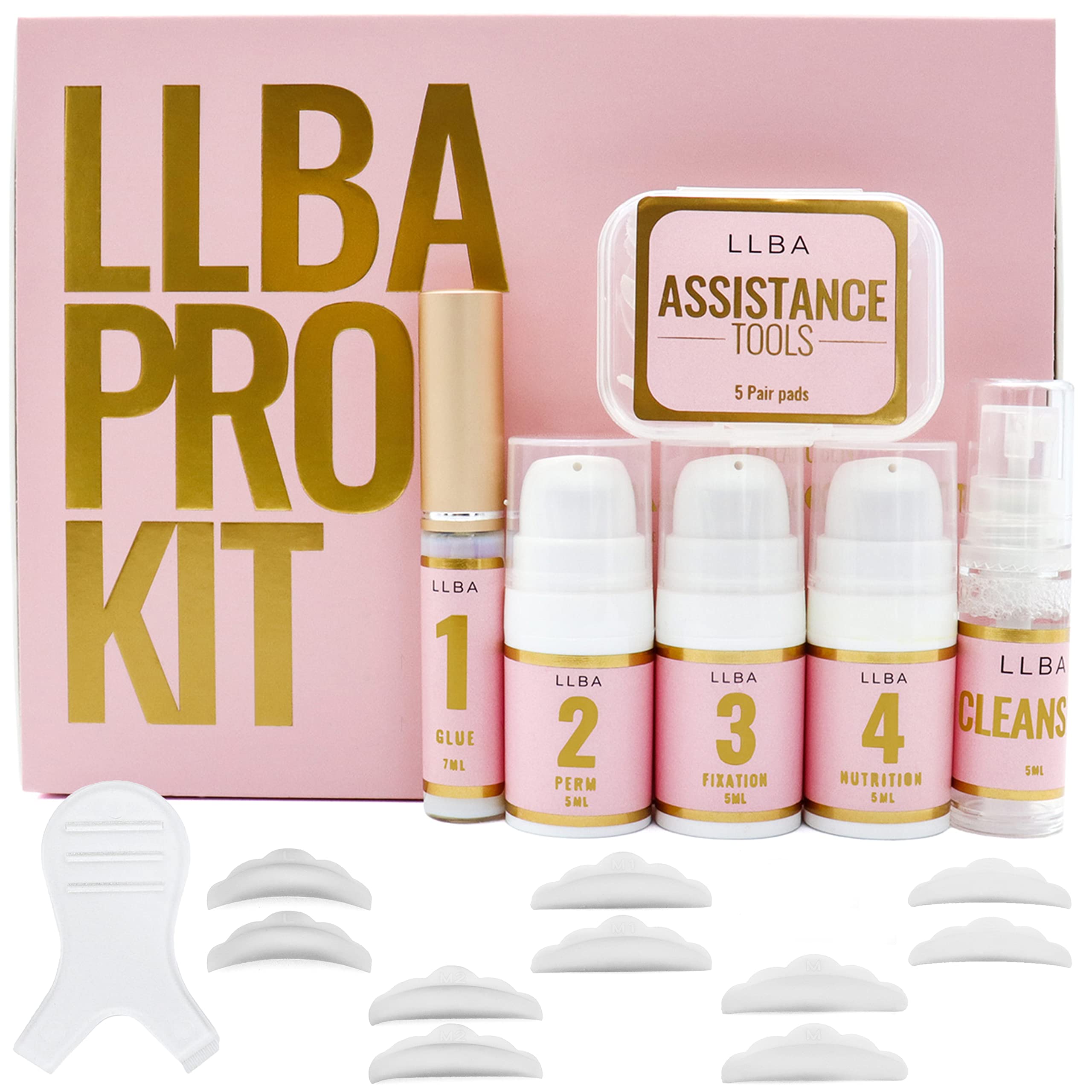 LLBA Lash Lift Kit, Eyelash Perm Kit, Professional Use, Upgraded Incredients, Long-Lasting, Semi-Permanent Curling, Ensuring Hyngen & Easy Cleaning