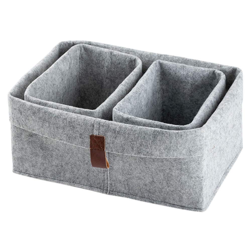 Zerodeko 3pcs Felt Storage Basket Storage Bin Collapsible Drawer Basket Small Storage Basket Toy Storage Baskets Decorative Basket Square Basket Toy Storage Chest Foldable Baby Fabric