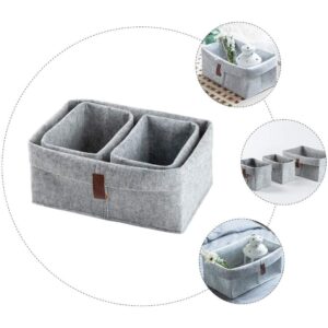 Zerodeko 3pcs Felt Storage Basket Storage Bin Collapsible Drawer Basket Small Storage Basket Toy Storage Baskets Decorative Basket Square Basket Toy Storage Chest Foldable Baby Fabric