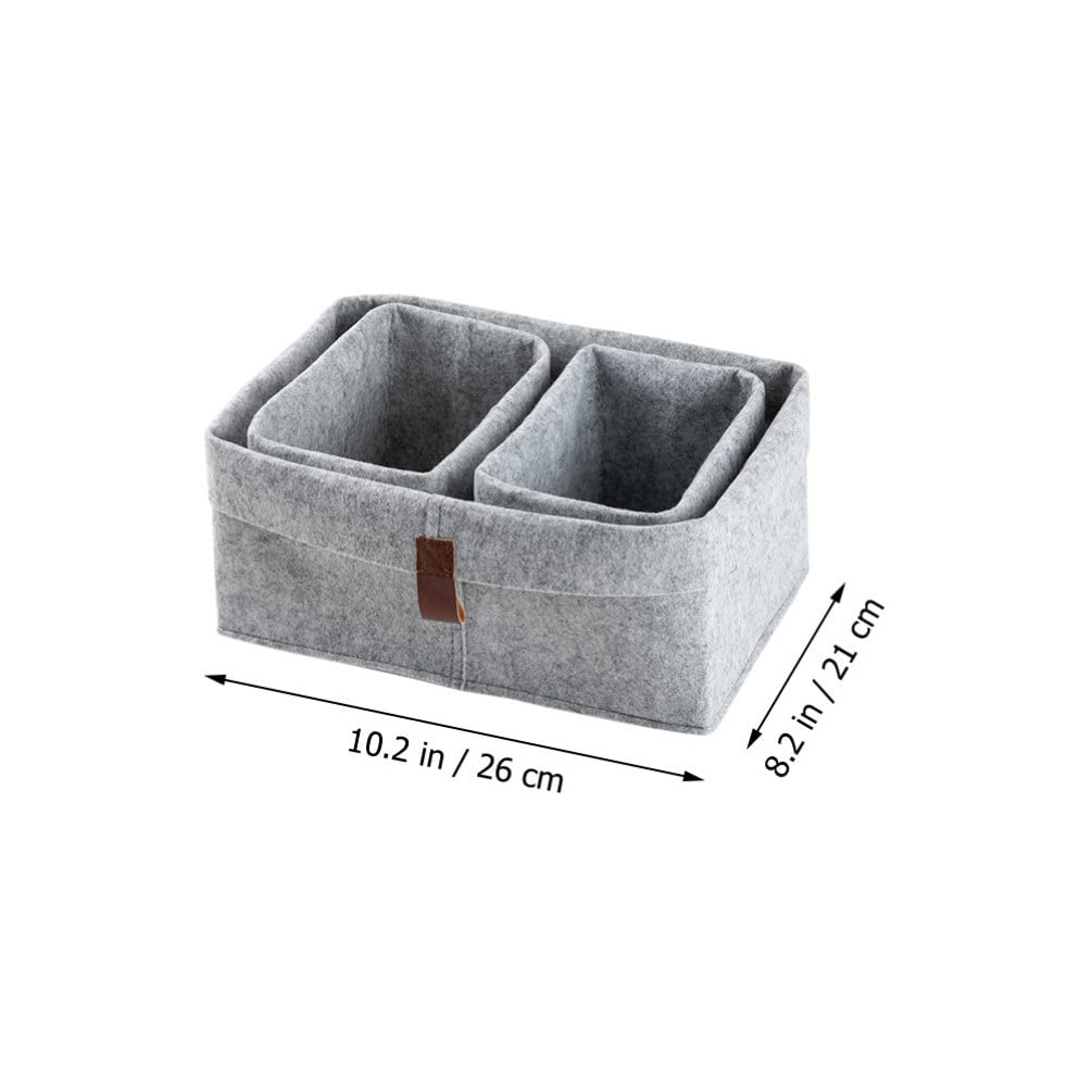 Zerodeko 3pcs Felt Storage Basket Storage Bin Collapsible Drawer Basket Small Storage Basket Toy Storage Baskets Decorative Basket Square Basket Toy Storage Chest Foldable Baby Fabric