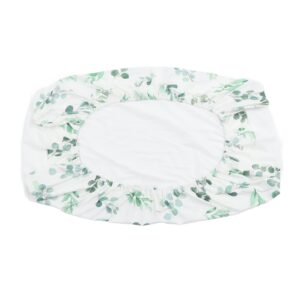 changing table, easycare soft cotton, beautifully printed changing table cover (green leaves, white plush)