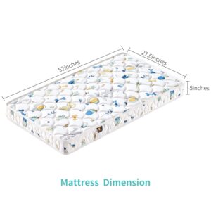 Letmxiu Premium 5" Crib Mattress and Toddler Mattress, Dual-Sided and Firm Toddler Bed Mattress, Hypoallergenic Toddler Mattress for Toddler Bed, Fits Standard Full-Size Crib and Toddler Bed