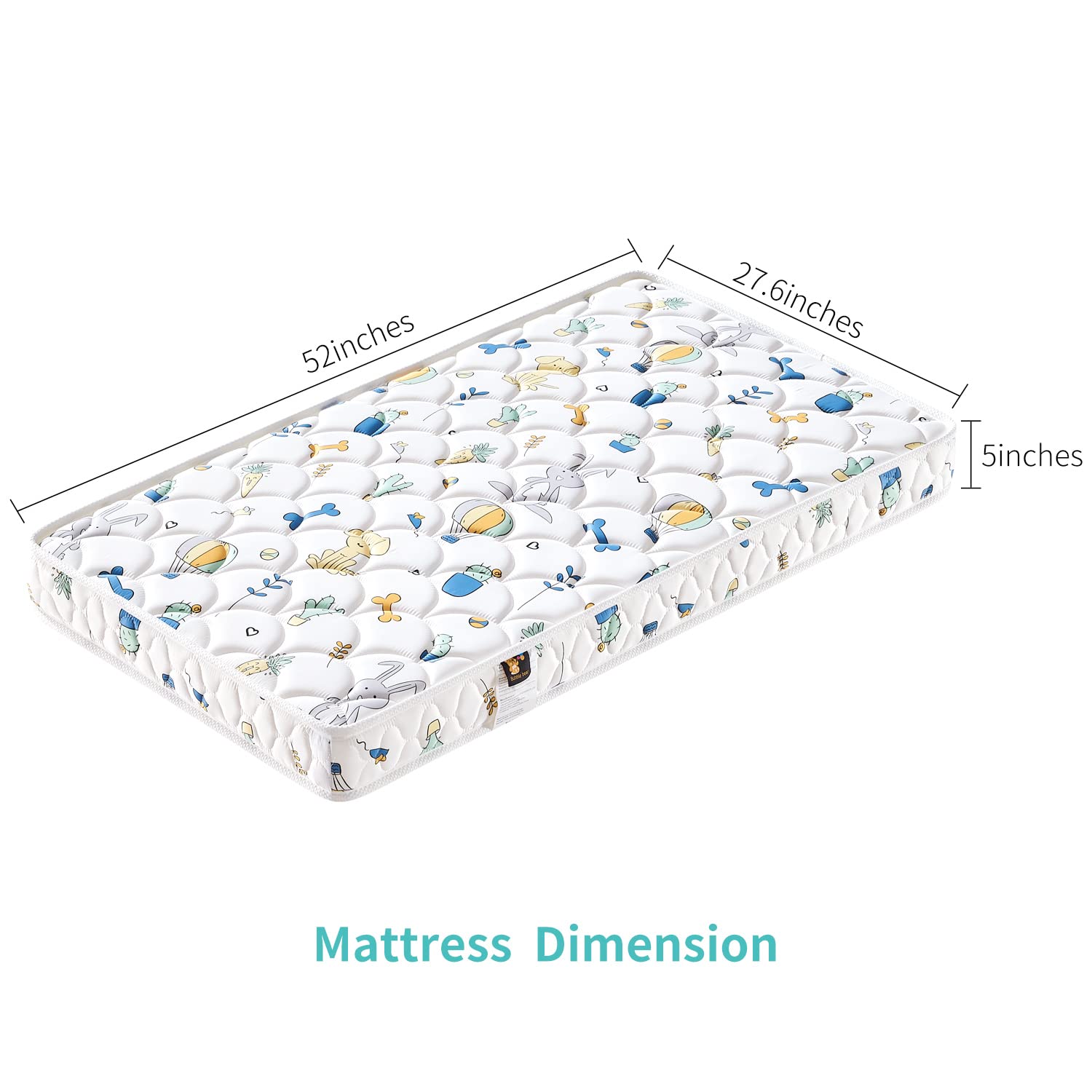 Letmxiu Premium 5" Crib Mattress and Toddler Mattress, Dual-Sided and Firm Toddler Bed Mattress, Hypoallergenic Toddler Mattress for Toddler Bed, Fits Standard Full-Size Crib and Toddler Bed