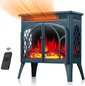 rintuf electric fireplace heater, 1500w infrared fireplace stove with 3d flame effect, 5100btu electric fireplace with remote control, ideal for indoor outdoor home use